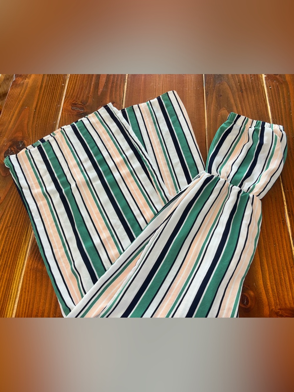 Charlotte Russe Green Navy Peach Striped Jumpsuit